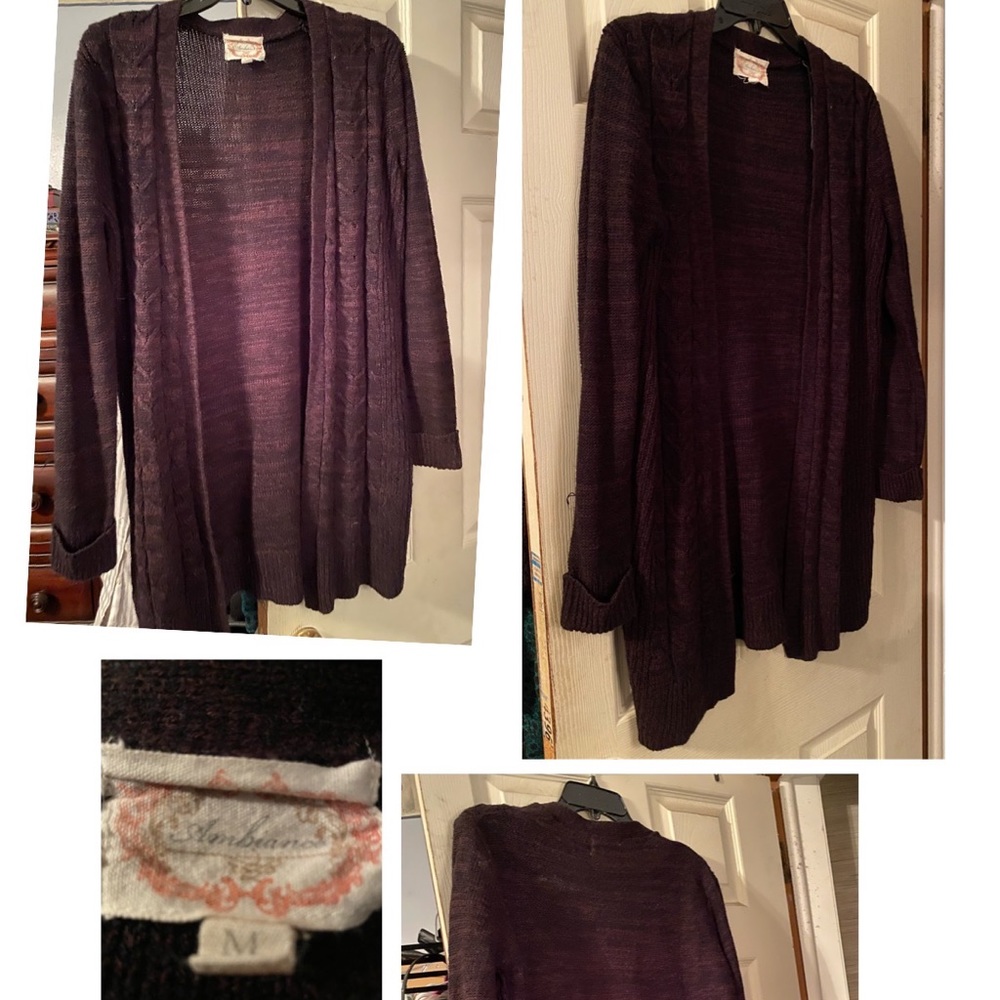 Cardigan sweater deep purple color